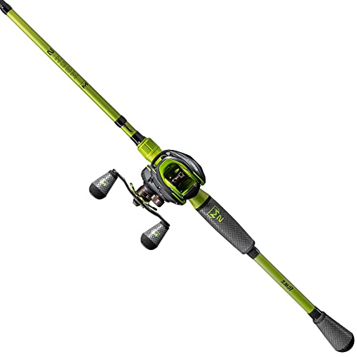 Lew's MACH 2 Baitcast Reel and Fishing Rod Combo, IM8 Graphite Blank Fishing Rod, Winn Dri-Tac Ultra Handle, Black/Green - size: 7'0"