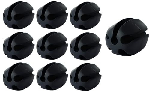 10Pcs Silicone Fishing Rod Holder Straps, 5 Hole Portable Fishing Rod Fixed Ball, Rubber Fishing Pole Clips Fly Fishing Accessories - color: Black