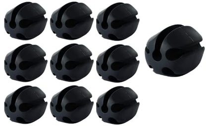 10Pcs Silicone Fishing Rod Holder Straps, 5 Hole Portable Fishing Rod Fixed Ball, Rubber Fishing Pole Clips Fly Fishing Accessories - color: Black