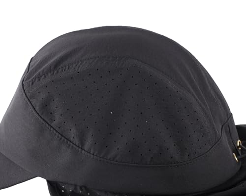 Connectyle Men's Sun Hat with Neck Flap Adjustable Breathable UPF 50+ Sun Protection Baseball Cap for Fishing Hiking Golfing - color: Black