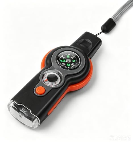 Emergency Survival Function Whistle, Outdoor Multifunctional Tool Safety Whistle with Lanyard, Ideal for Kayaking, Boating, Hiking, Camping, Climbing, Hunting, Fishing, Rescue Signaling - color: orange&black1pcs