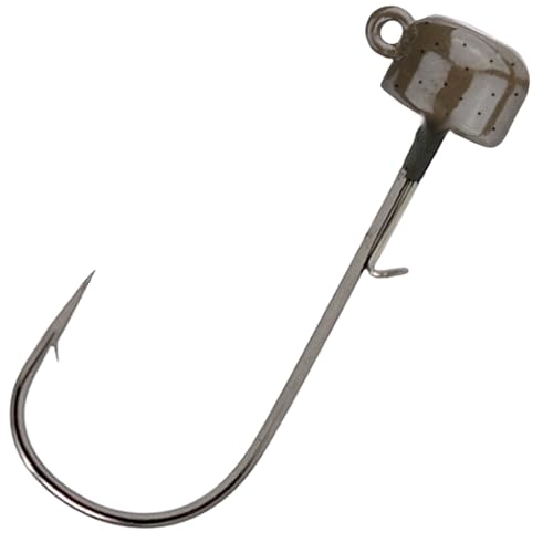 Reaction Tackle Tungsten Mushroom Head Jig Heads, Ned Rig Shroom Jigs for Finesse Bass Fishing, Stand Up Bait with Weedless and EWG Hook Options (5-Pack) - color: Green Pumpkin, size: 1/5 Oz