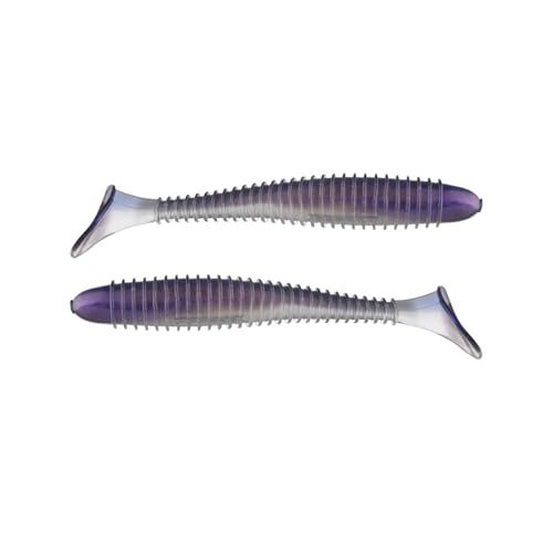 Moose Baits 3.8” Paddle Swimmer Soft Plastic Baits – Bass Fishing Lures - Soft Lure Bass, Durable Plastic Bait Swimmer for Freshwater Bass (6 Pack) - color: Blue Red Pearl