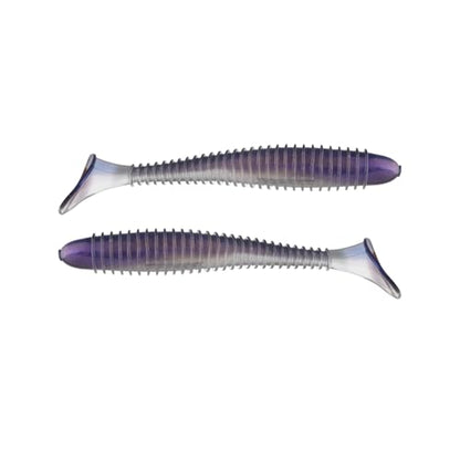 Moose Baits 3.8” Paddle Swimmer Soft Plastic Baits – Bass Fishing Lures - Soft Lure Bass, Durable Plastic Bait Swimmer for Freshwater Bass (6 Pack) - color: Blue Red Pearl
