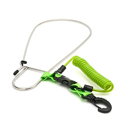 Calissa Offshore Kayak & Spearfishing Stainless Steel Fish Stringer Clip + 36” Steel Core Lanyard+Speargun Spear Fishing Freedive Freediving Scuba Dive Diving Large Holder - style: Green - Regular