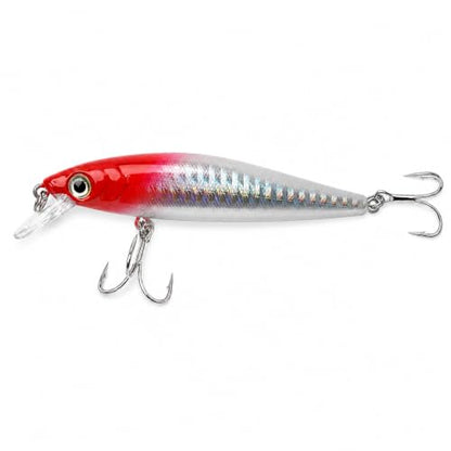 Floating Minnow Fishing Lure, 3.35in 0.30oz ABS Hard Bait with BKK 3X Size 6 Treble Hooks, Weight Transfer Rattle, 1-3ft Shallow Diving Lure for Bass Trout Walleye, Boxed - color: B2-1PCS/0.3OZ-3.35"