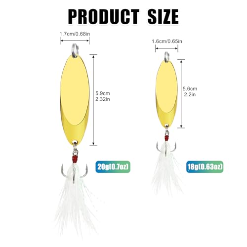 Fishing Spoons Fishing Lures Casting Spoon Metal Jig Lure Trout Lures for Freshwater/Saltwater, Reflective Spoons Bait with Treble Hooks Fishing Tackle 5 Pcs - color: Sliver (5pcs), size: 5/8oz