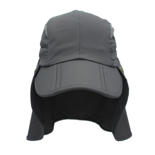 Connectyle Men's Sun Hat with Detachable Neck Flap Adjustable Outdoor UPF 50+ Baseball Sun Cap for Fishing Hiking Golfing - color: Dark Grey