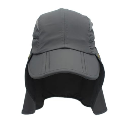 Connectyle Men's Sun Hat with Detachable Neck Flap Adjustable Outdoor UPF 50+ Baseball Sun Cap for Fishing Hiking Golfing - color: Dark Grey
