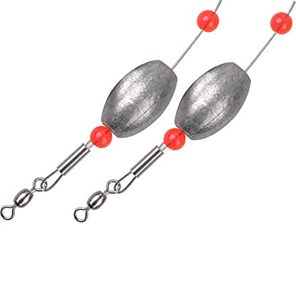 Carolina Saltwater Rigs, 8pcs Flounder Fishing Rigs, Stainless Steel Wire Leader with Egg Sinker Weights, Swivel Snaps for Catfish Grouper Drum Redfish Bottom Surf Fishing - size: 1-1/2oz-8pcs
