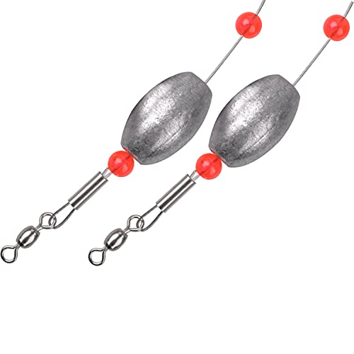 Carolina Saltwater Rigs, 8pcs Flounder Fishing Rigs, Stainless Steel Wire Leader with Egg Sinker Weights, Swivel Snaps for Catfish Grouper Drum Redfish Bottom Surf Fishing - size: 3/4oz-8pcs