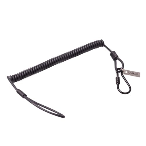 Retractable Kevlar Lanyard Keychain with Carabiner Clip — Military Grade, 265lb Breaking Strength — Heavy Duty Belt Tether for Keys, ID Badge, Tactical Gear, Security & EDC (Black)