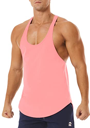 Men's Workout Quick Dry Soft Gym Bodybuilding Stringer Tank Tops - color: Pink, size: X-Large