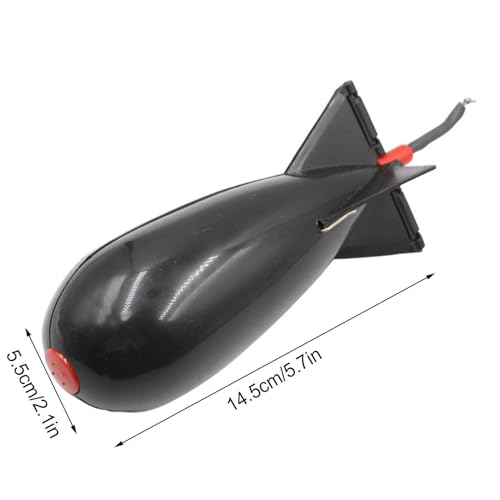 Fishing Bait Feeder | Carp Fishsing Feeder with Rocket Shape | Spod Bombs | Float Lure Bait Holder Container, Spomb Pellet Feeders for Fishing Accessories - color: Black