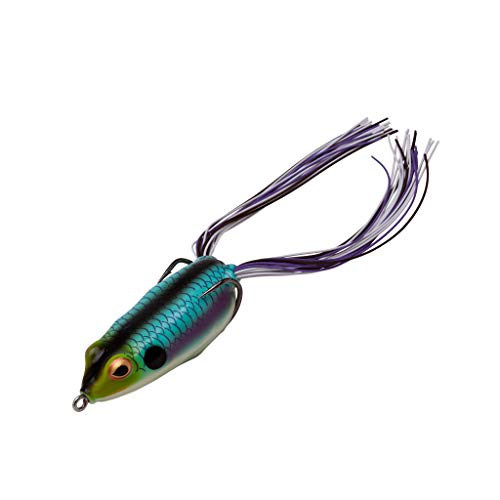 Booyah Pad Crasher Topwater Bass Fishing Hollow Body Frog Lure with Weedless Hooks - color: Aqua Frog