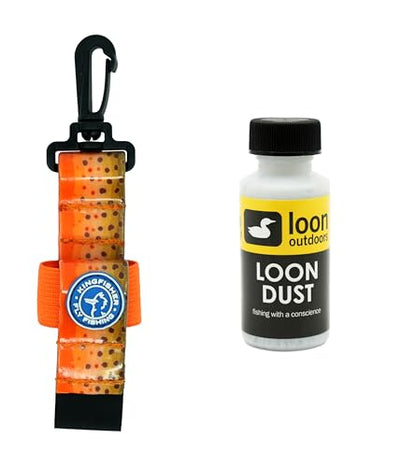 Loon Outdoors Dust Powder Dry Fly Floatant with Kingfisher Dry Shake Holder - color: Fall Run Brown Trout