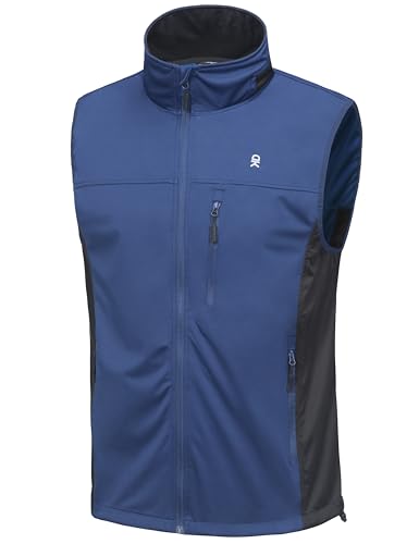 Little Donkey Andy Men's Lightweight Softshell Vest, Windproof Sleeveless Jacket for Running, Hiking, Cycling, Golf - color: Ink Blue, size: 3X-Large