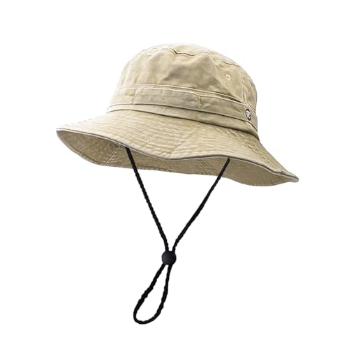 Men's Bucket Hat Camo Outdoor Sun Protection, Breathable Quick-Dry Fishing Gardening Hiking Hat ,UPF50+ Cotton Wide Brim - color: Yellow