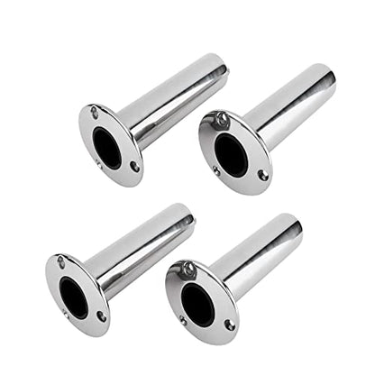 YaeMarine 4-Pack Heavy Duty Stainless Steel 316 Deluxe Rod Holders with Drain, Flush Mount Fishing Rod Pole Holders, 30 Degree /15 Degree/90 Degree - style: 90 Degree