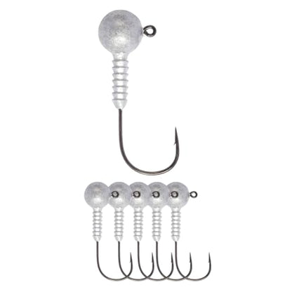 Lunker City Fishing Pro Lite Jig Heads 1/16oz 1/8oz 1/4oz 3/8oz 1/2oz Round Ball Light Tackle Lead Jigs Black Nickel UltraPoint 3/0 Hook LunkerGrip for Soft Plastic Bass Lures, Made in The USA - size: 1/8oz
