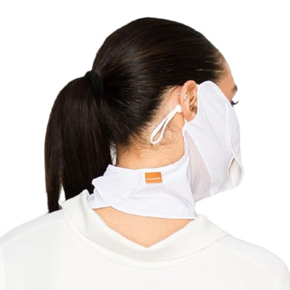 Cooling Face Mask UVA&B 99.9% Block Made in KOREA UV Protection Sports Lightweight Breathable Golf Cycling Driving - color: White