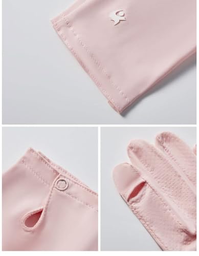 FGSS Summer Sunblock Gloves UV Protection Non-Slip Touchscreen Driving Gloves for Women Cyling Riding Outdoor - color: Pink+grey