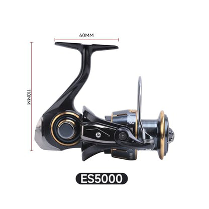 HAUT TON Dolphin Advance Edition Spinning Reel,5.2:1Gear Ratio,22LBS,5+1BB,Backlash Free Bearing,Sealed Drag System,Saltwater,Freshwater Fishing Reels - color: ES, size: 5000