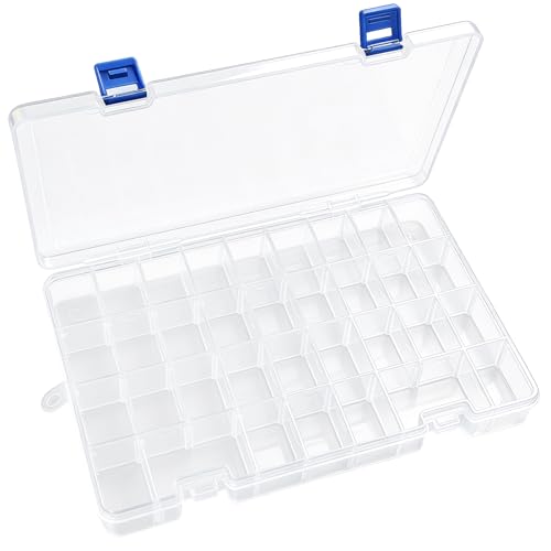Qualsen 34 Grid Plastic Organizer box with Adjustable Dividers, Fishing Tackle Box and Bead Organizer Box for Jewelry, screw, Earrings, Art Craft, Tools, Fishing Hooks, and Small Accessories - size: 34 Gird-1pcs