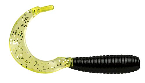 Bobby Garland Hyper Grub Curly-Tail Swim-Bait Crappie Fishing Lure, 2 Inches, Pack of 18 - color: Black Chartreuse Silver