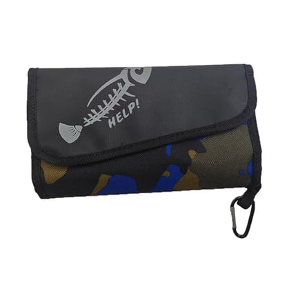 Soft Lures Storage Bag Fishing Baits Binder Carrying Fishing Leader Tackle Wallet Bag with Carabiner Baits Storage Pouches - color: camouflage blue