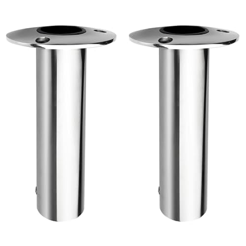 Fishing Rod Holder 2 Pack, 316 Stainless Steel 15/30/90 Degree Rod Holders for Fishing Boat, Flush Mount with Cap, Heavy Duty