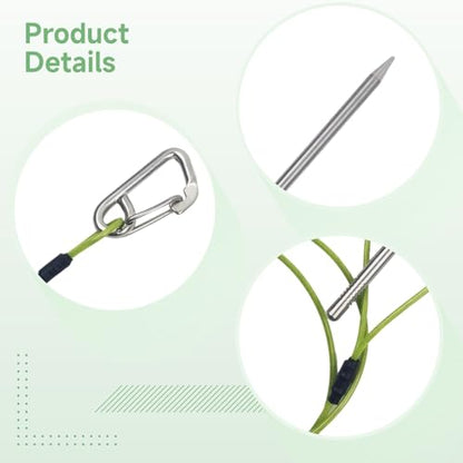 Stainless Steel Fish Stringer, 31.5 in Green Rope, 7.9 in Needle with Safety Buckle and Cap, Fish Holder for Kayak Fishing