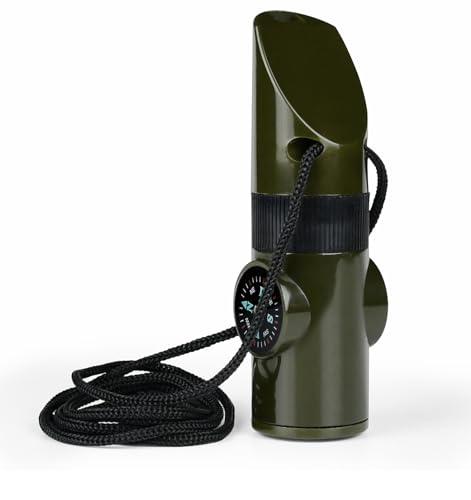 Emergency Survival Whistle, 7-in-1 Outdoor Multifunctional Tool Safety Whistle with Lanyard, Ideal for Kayaking, Boating, Hiking, Camping, Climbing, Hunting, Fishing, Rescue Signaling
