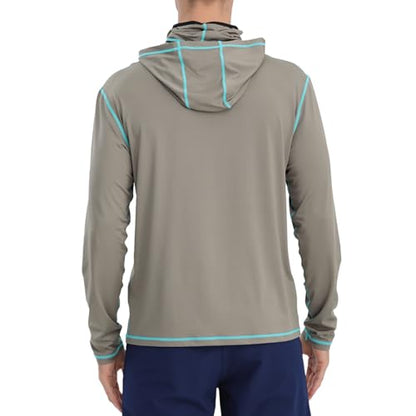 Fishing Shirts for Men,Long Sleeve Rash Guard Shirts Sun Protection Hoodie Athletic Running Hiking Shirt 1/2 Packs - color: Black/Army Green, size: Medium