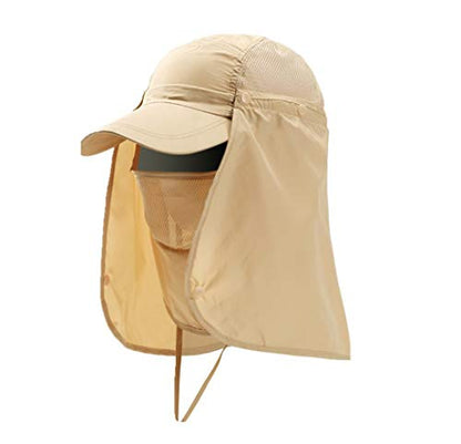 haozaikeji UPF50+ Outdoor Fishing Hat UV Protection Sun Hat Wide Brim Baseball Cap with Face Neck Flap for Women Men - color: Khaki