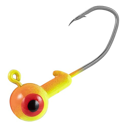 Dr.Fish 20 Pack Fishing Jig Heads, Crappie Jigs Round Ball Sickle Hooks Freshwater Fishing Hook Lures Bass Trout Panfish Bluegill - color: Orange Yellow, size: 1/2oz-1/0 Hook