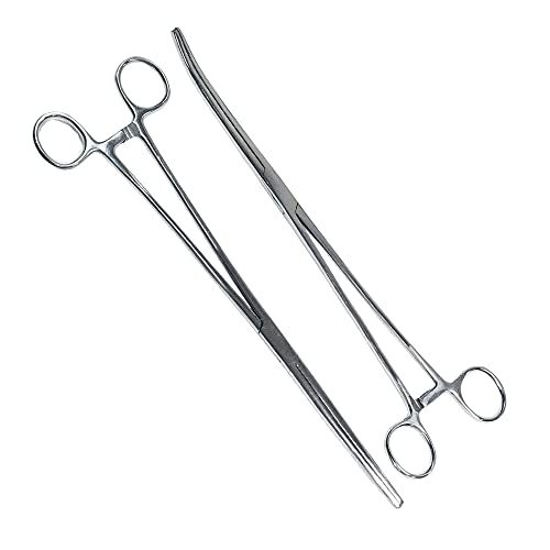 SURGICAL ONLINE 2-Piece Curved & Straight 9" Hemostat Set - Stainless Steel Locking Tweezer Clamps - Ideal Hemostats for Nurses, Fishing Forceps, Crafts and Hobby - size: 9"