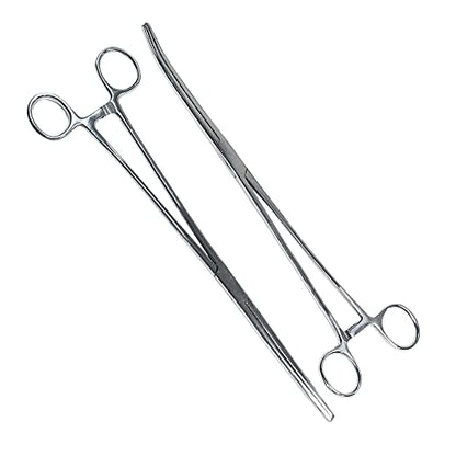 SURGICAL ONLINE 2-Piece Curved & Straight 9" Hemostat Set - Stainless Steel Locking Tweezer Clamps - Ideal Hemostats for Nurses, Fishing Forceps, Crafts and Hobby - size: 9"