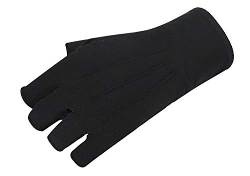 JIAHG Women Men's Driving Gloves Summer UV Sun Glove Non Slip Touchscreen Cotton Gloves Outdoor Sunblock Mittens for Cycling - color: Cotton-black half finger