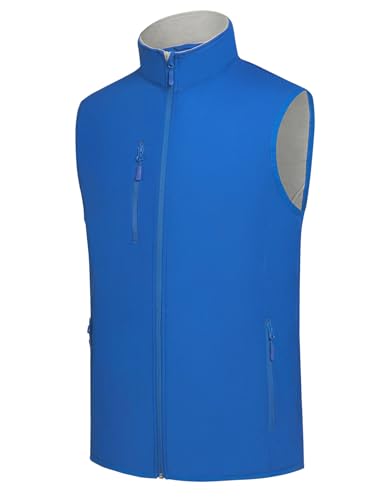 Men's Softshell Vest Fleece-Lined Windproof Sleeveless Jacket for Travel Hiking Fishing Running Golf - color: Midnight Blue, size: Medium