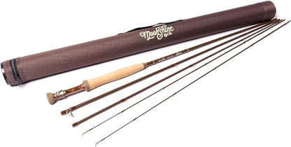 Moonshine Rod Company Fast Action Fly Fishing Rod – Carbon Fiber Graphite Rod with Zippered Travel Case – Drifter II, Vesper, Epiphany ESN, Outcast, Phantom & Rambler Series - 2WT up to 12WT Rods - size: 3WT- 7'6, style: Trout Fishing