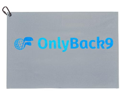 OnlyGolf Funny Microfiber Golf Towel – Large 14" x 20" Clip for Golf Bags Clubs Balls Perfect Golf Gag Gift Enthusiasts Waffle Men Premium Carabiner (Gray OnlyBack9) - color: Gray Onlyback9