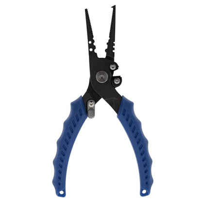 Reaction Tackle Fishing Pliers, Stainless Steel Saltwater Pliers with Braid Cutter, Hook Remover and Crimper, PTFE Coated Coated with Sheath and Lanyard - size: 7" Split Ring