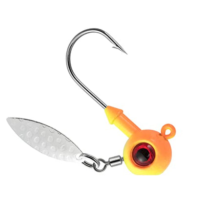 Dr.Fish 10 Pack Crappie Fishing Jigs Stand Up Round Jig Heads Painted Fishing Lure Spinner Blade Walleye Bass Trout Bluegill Freshwater Saltwater - color: Chartreuse Orange, size: 1/8oz-Hook #2