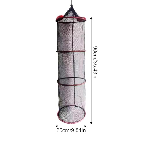 Fishing Net Bucket - Fish Drying Rack, Hanging Fish Dryer | Caught Mesh Net Basket for Outdoor Floating Water Fishes, Fishing Supplies, Foldable Fish Basket - size: 25x90cm