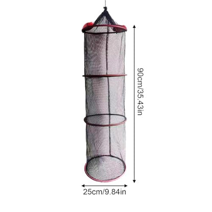 Fishing Net Bucket - Fish Drying Rack, Hanging Fish Dryer | Caught Mesh Net Basket for Outdoor Floating Water Fishes, Fishing Supplies, Foldable Fish Basket - size: 25x90cm