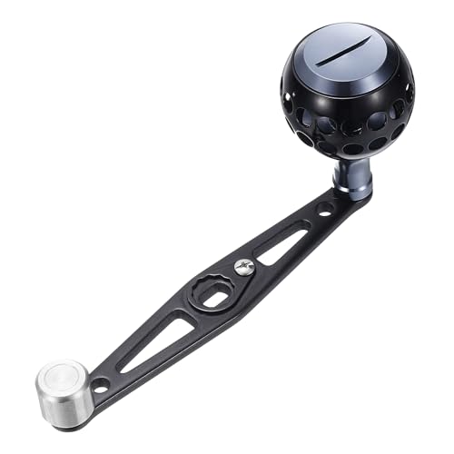 Baitcasting Power Handle, Metal Round Fishing Reel Rocker Handle Knob Replacement Parts - color: Black