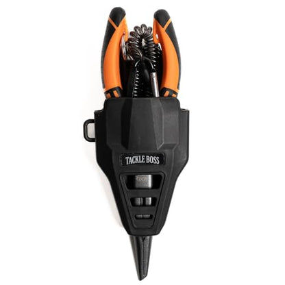 Tackle Boss Outlaw Fishing Pliers & Tool Set – 7.5" Stainless Steel Fishing Pliers, Braid Scissors, Hook Remover & Line Cutter with Holster and Lanyard, Freshwater & Saltwater Fishing Gear - color: Orange