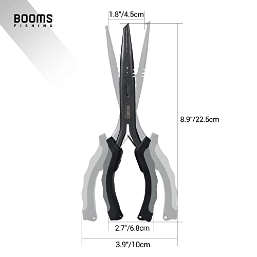 Booms Fishing F03 Needle Nose Fishing Pliers, 9" Fisherman's Pliers, Long Nose Hook Remover, Saltwater Resistant Fishing Gear, Gray - color: A: 9" Split Ring Nose_gray