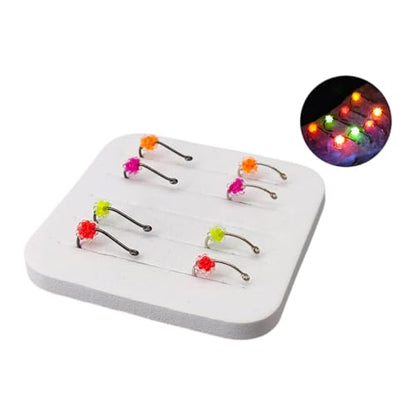 of 8 Angling Hook with Luminescent Fish Eggs Imitations and High Tensile Strength Ideal for Fast Moving Stream Fish Professional Fishing Gear